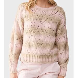 Sanctuary Pointelle Sweater Loose Knit Beige Pink Womens Size Large NEW